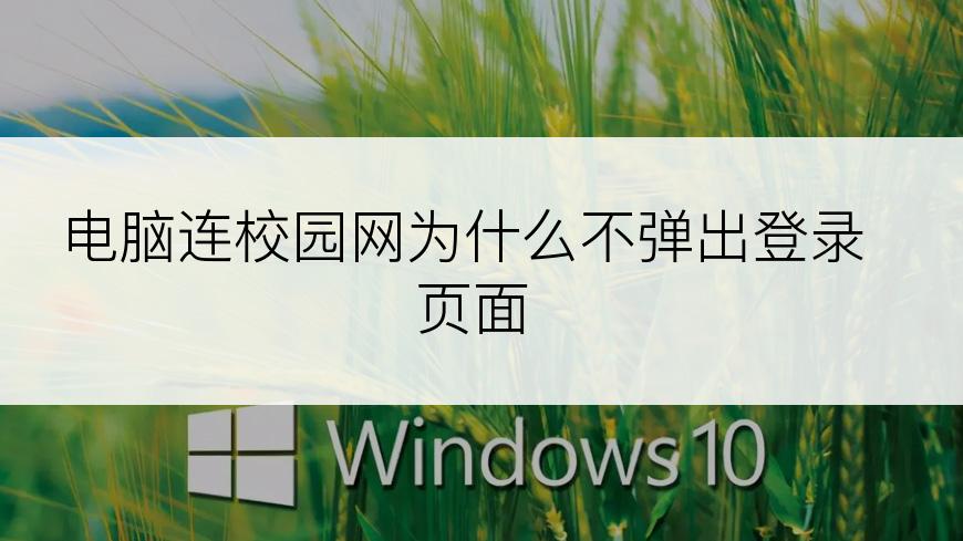 电脑连校园网为什么不弹出登录页面