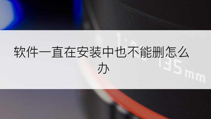 软件一直在安装中也不能删怎么办