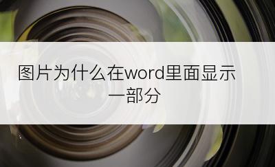 图片为什么在word里面显示一部分