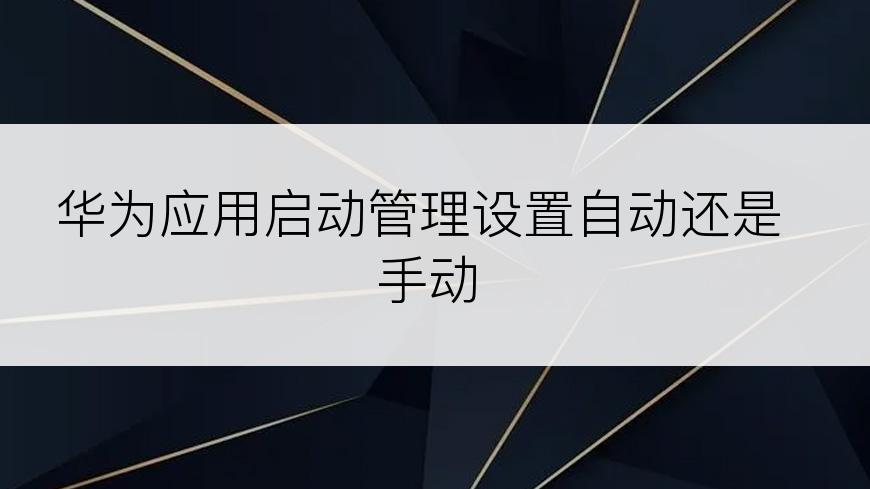 华为应用启动管理设置自动还是手动