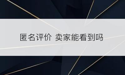 匿名评价 卖家能看到吗