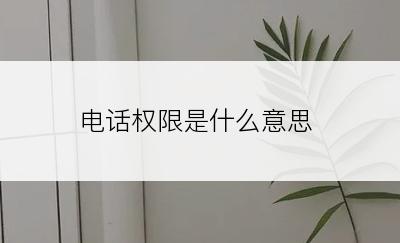 电话权限是什么意思