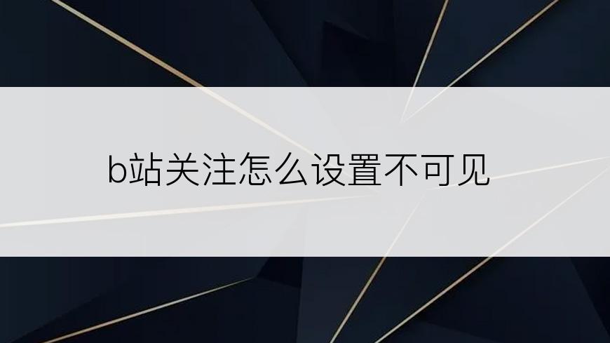 b站关注怎么设置不可见