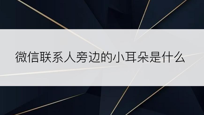 微信联系人旁边的小耳朵是什么