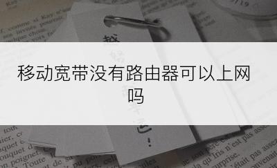 移动宽带没有路由器可以上网吗