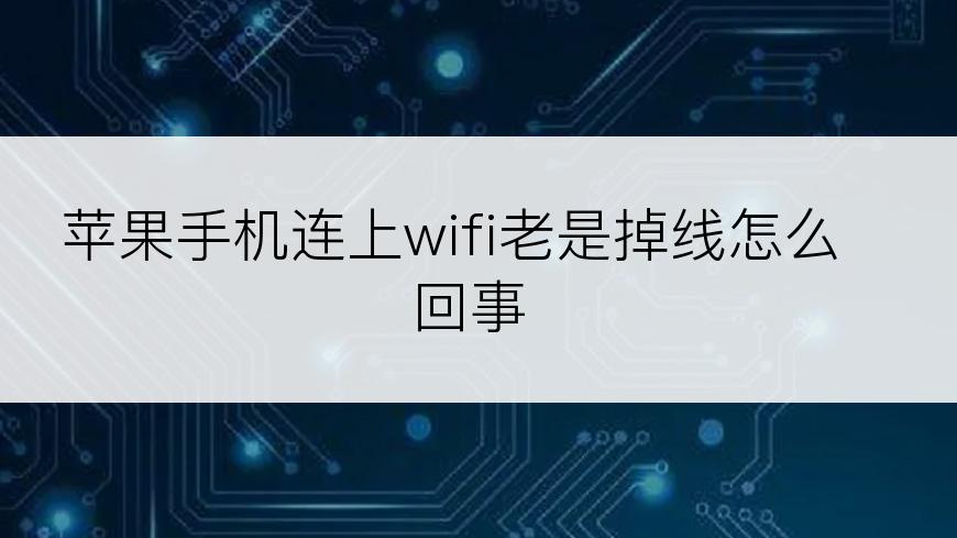 苹果手机连上wifi老是掉线怎么回事