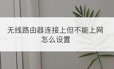 无线路由器连接上但不能上网怎么设置