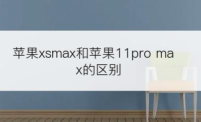 苹果xsmax和苹果11pro max的区别