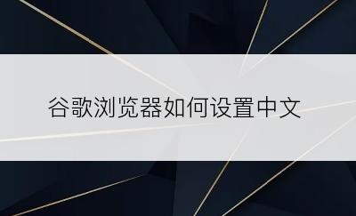 谷歌浏览器如何设置中文