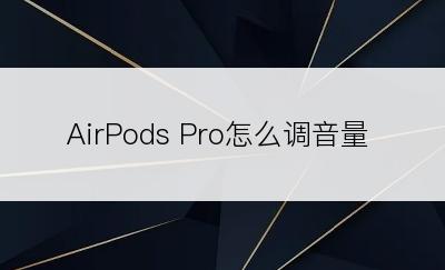 AirPods Pro怎么调音量