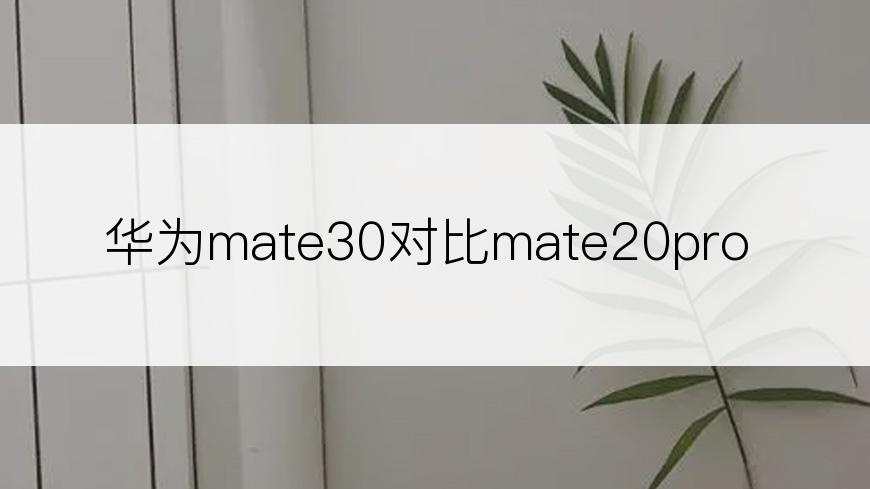 华为mate30对比mate20pro