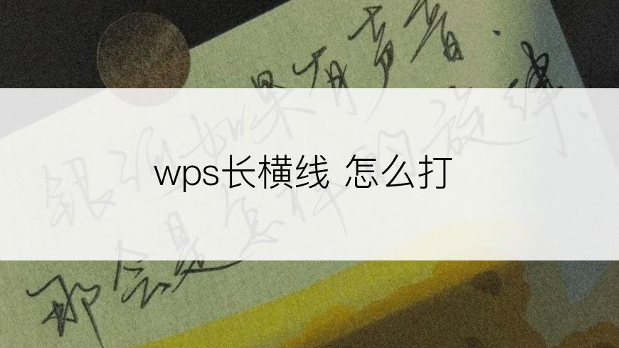 wps长横线 怎么打