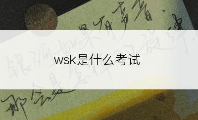 wsk是什么考试