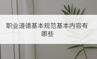 职业道德基本规范基本内容有哪些