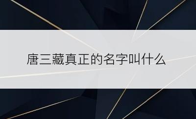 唐三藏真正的名字叫什么