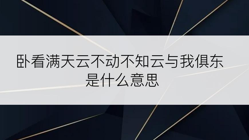 卧看满天云不动不知云与我俱东是什么意思