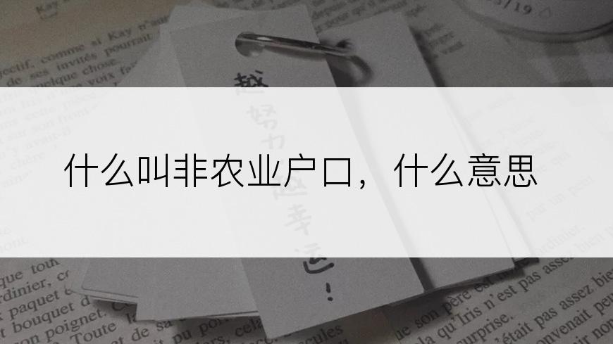 什么叫非农业户口，什么意思