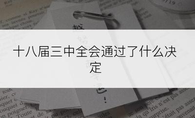 十八届三中全会通过了什么决定