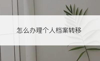 怎么办理个人档案转移