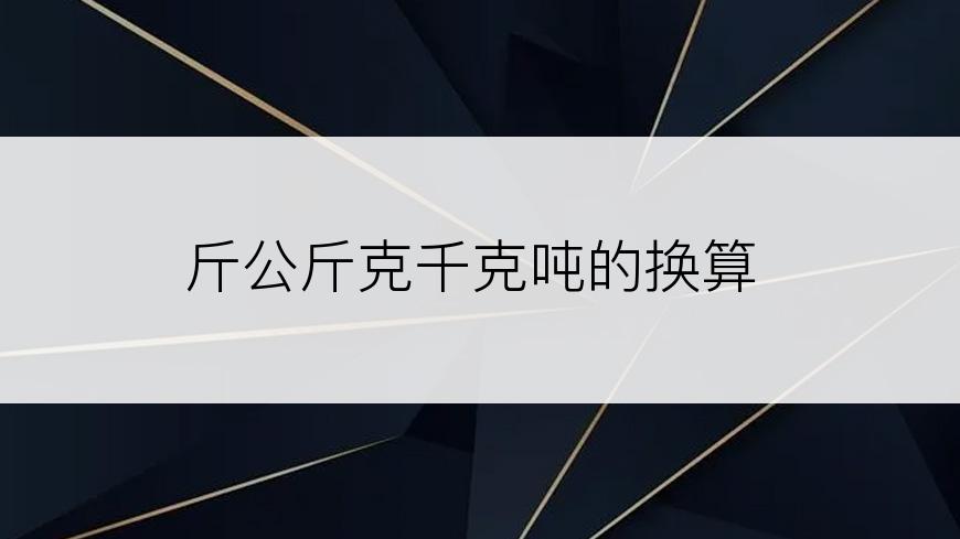 斤公斤克千克吨的换算