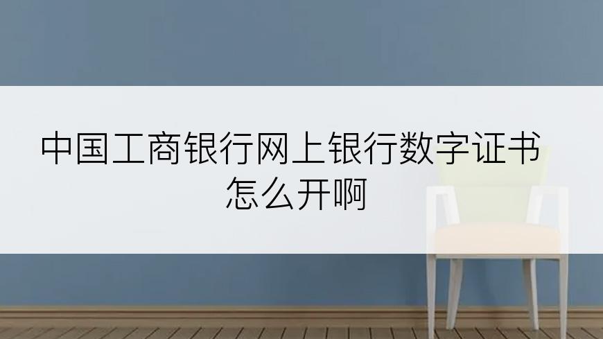 中国工商银行网上银行数字证书怎么开啊