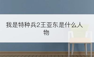 我是特种兵2王亚东是什么人物