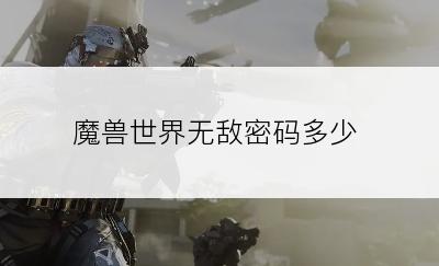 魔兽世界无敌密码多少