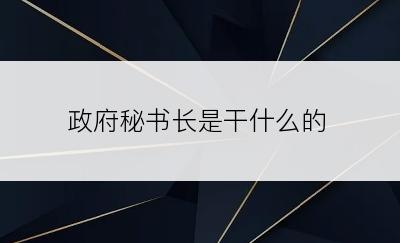 政府秘书长是干什么的