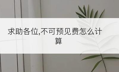 求助各位,不可预见费怎么计算