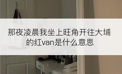 那夜凌晨我坐上旺角开往大埔的红van是什么意思