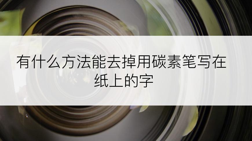 有什么方法能去掉用碳素笔写在纸上的字