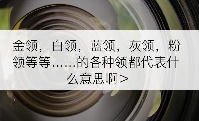 金领，白领，蓝领，灰领，粉领等等……的各种领都代表什么意思啊＞