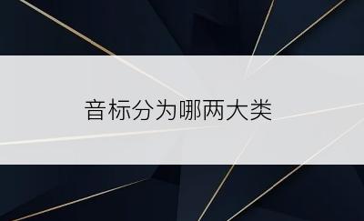 音标分为哪两大类