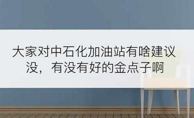 大家对中石化加油站有啥建议没，有没有好的金点子啊