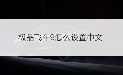 极品飞车9怎么设置中文