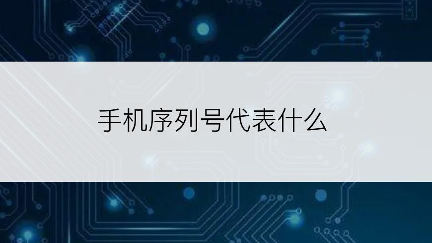 手机序列号代表什么