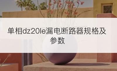 单相dz20le漏电断路器规格及参数