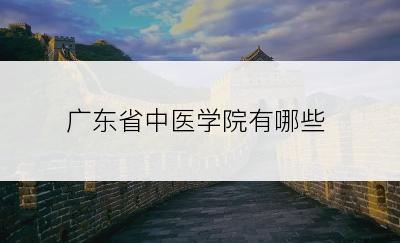 广东省中医学院有哪些