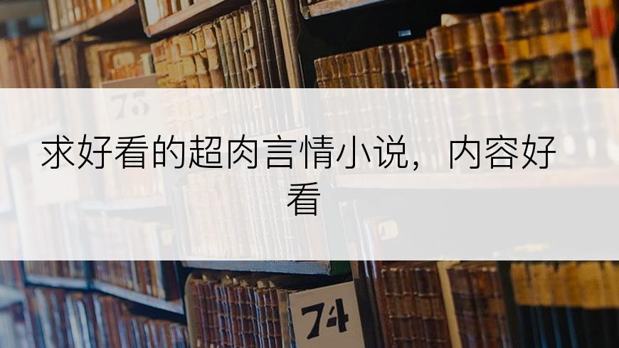 求好看的超肉言情小说，内容好看