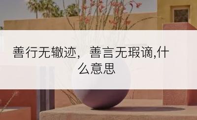 善行无辙迹，善言无瑕谪,什么意思