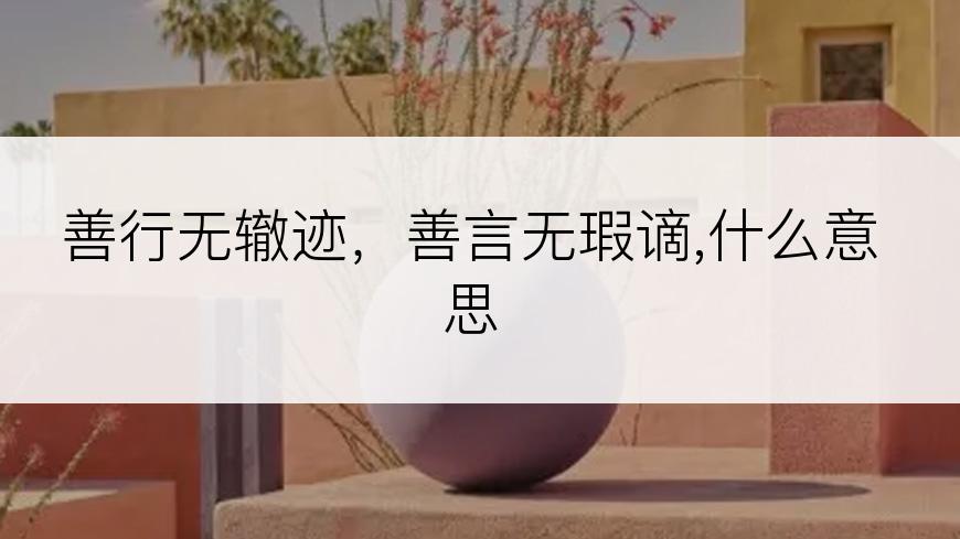 善行无辙迹，善言无瑕谪,什么意思