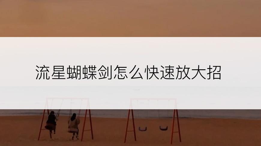 流星蝴蝶剑怎么快速放大招