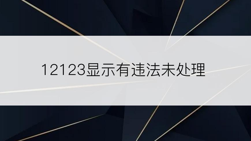 12123显示有违法未处理