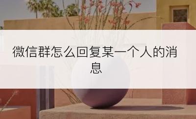 微信群怎么回复某一个人的消息