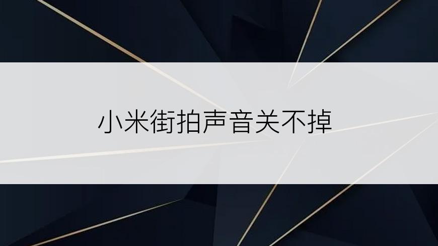 小米街拍声音关不掉