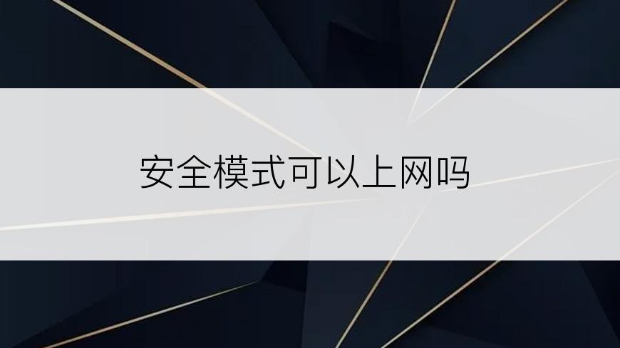 安全模式可以上网吗