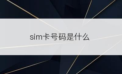 sim卡号码是什么