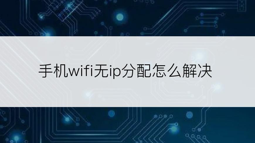 手机wifi无ip分配怎么解决