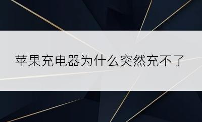 苹果充电器为什么突然充不了