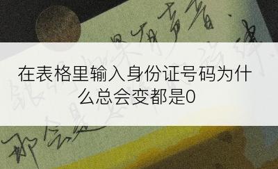 在表格里输入身份证号码为什么总会变都是0